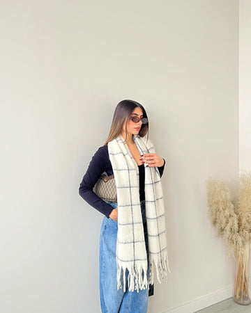 Sciarpa misto lana panna