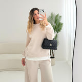 Felpa di tuta con bordi a contrasto beige