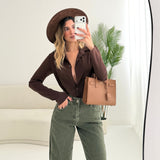Body a camicia con bottoni brown