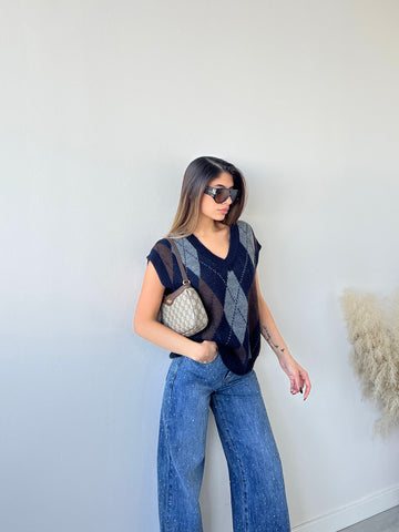 Gilet rombi 10470 blu