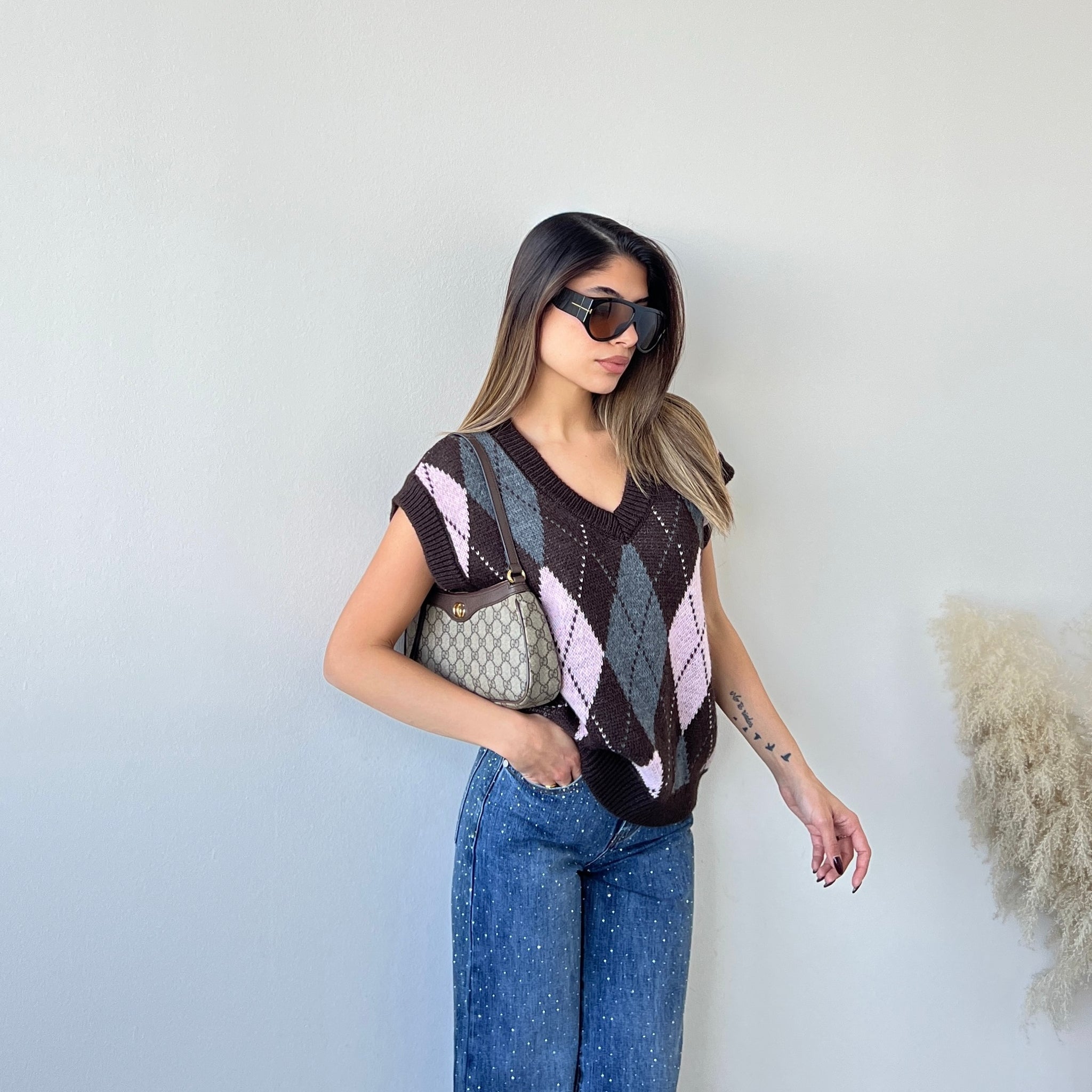 Gilet rombi 10470 caffè