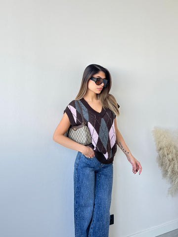 Gilet rombi 10470 caffè