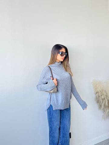 Dolcevita 2109 a coste sulle maniche grey