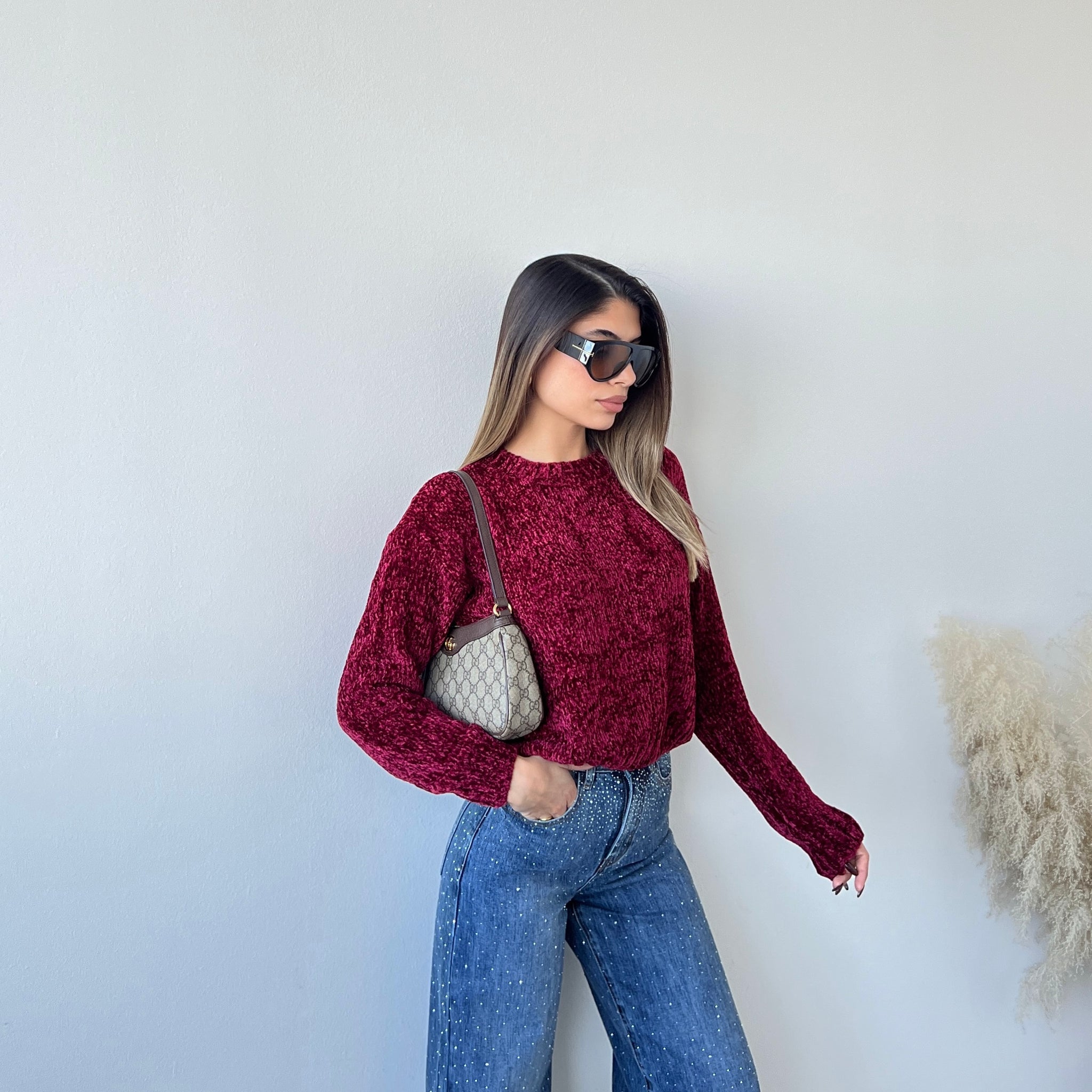 Pullover ciniglia 2813 bordeaux