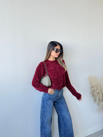 Pullover ciniglia 2813 bordeaux