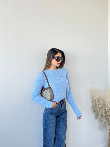 Pullover Alice in bouclè 2819 celeste