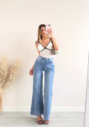 Jeans riga sul fondo 6622