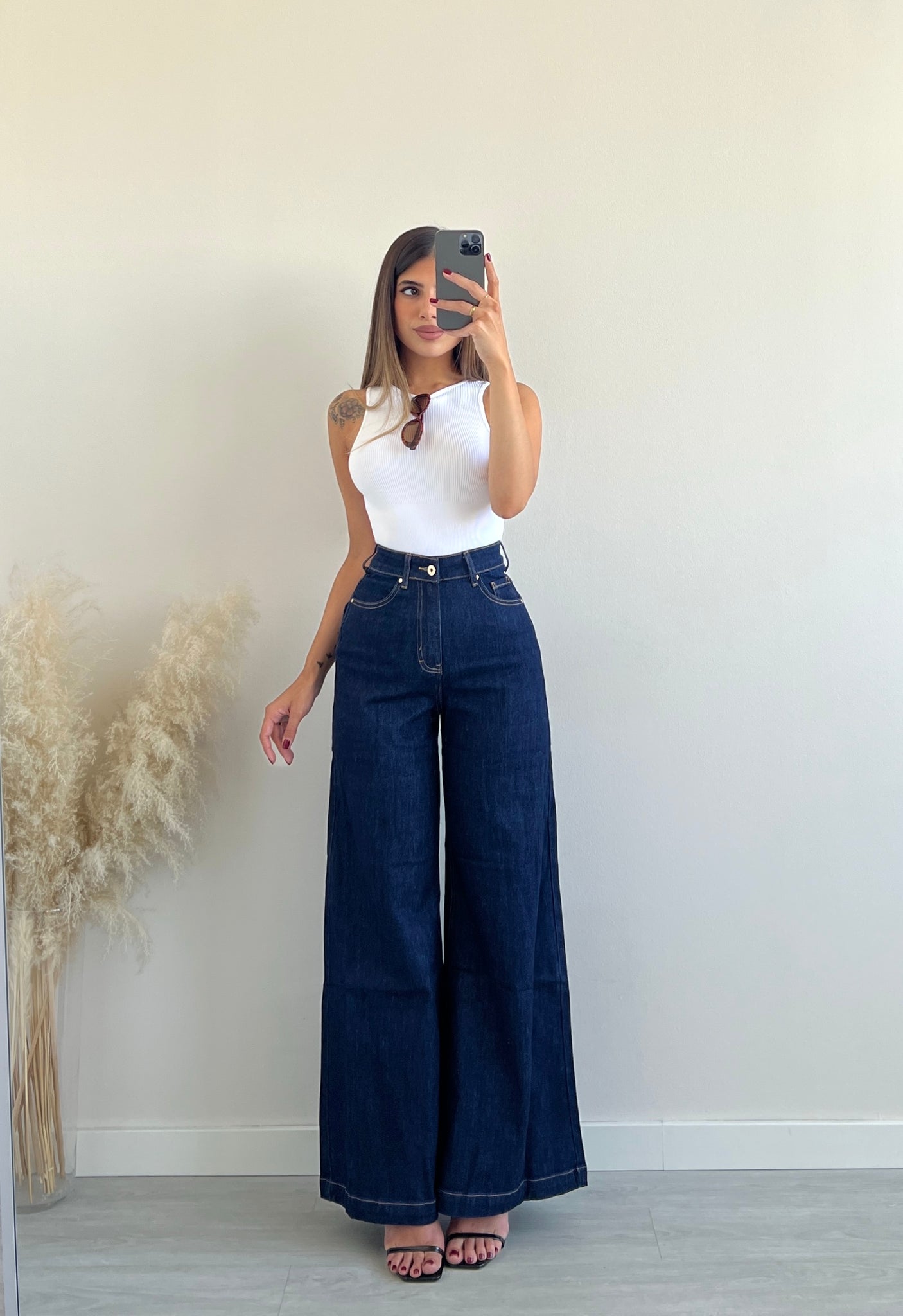 Jeans gamba larga blu scuro CY173