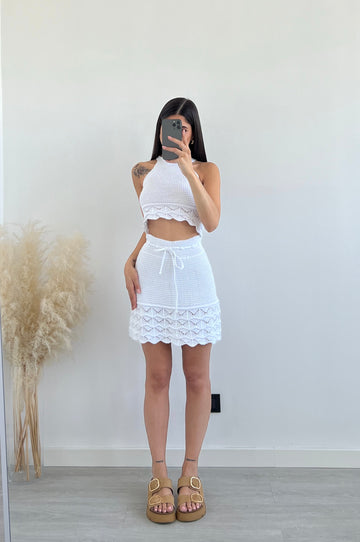 Coordinato in crochet bianco