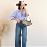 Jeans vita alta lungo blu 5250