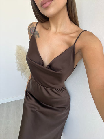 Blusa effetto raso caffè