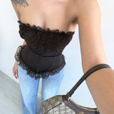Corpetto con pizzo e coppe brown