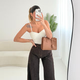Body con scollo a cuore imbottito bianco
