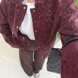 Bomber con bottoni maculato burgundy
