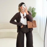 Cardigan con trecce e bottoni foderati brown