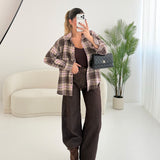 Camicia tartan brown e rosa