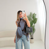 Blusa Amazzonia brown e celeste