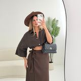 Camicia 100 lino basica brown