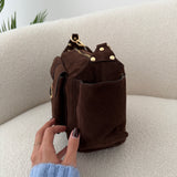 Borsa in vera pelle scamosciata brown