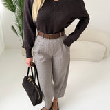 Pantalone baggy pied de poule brown