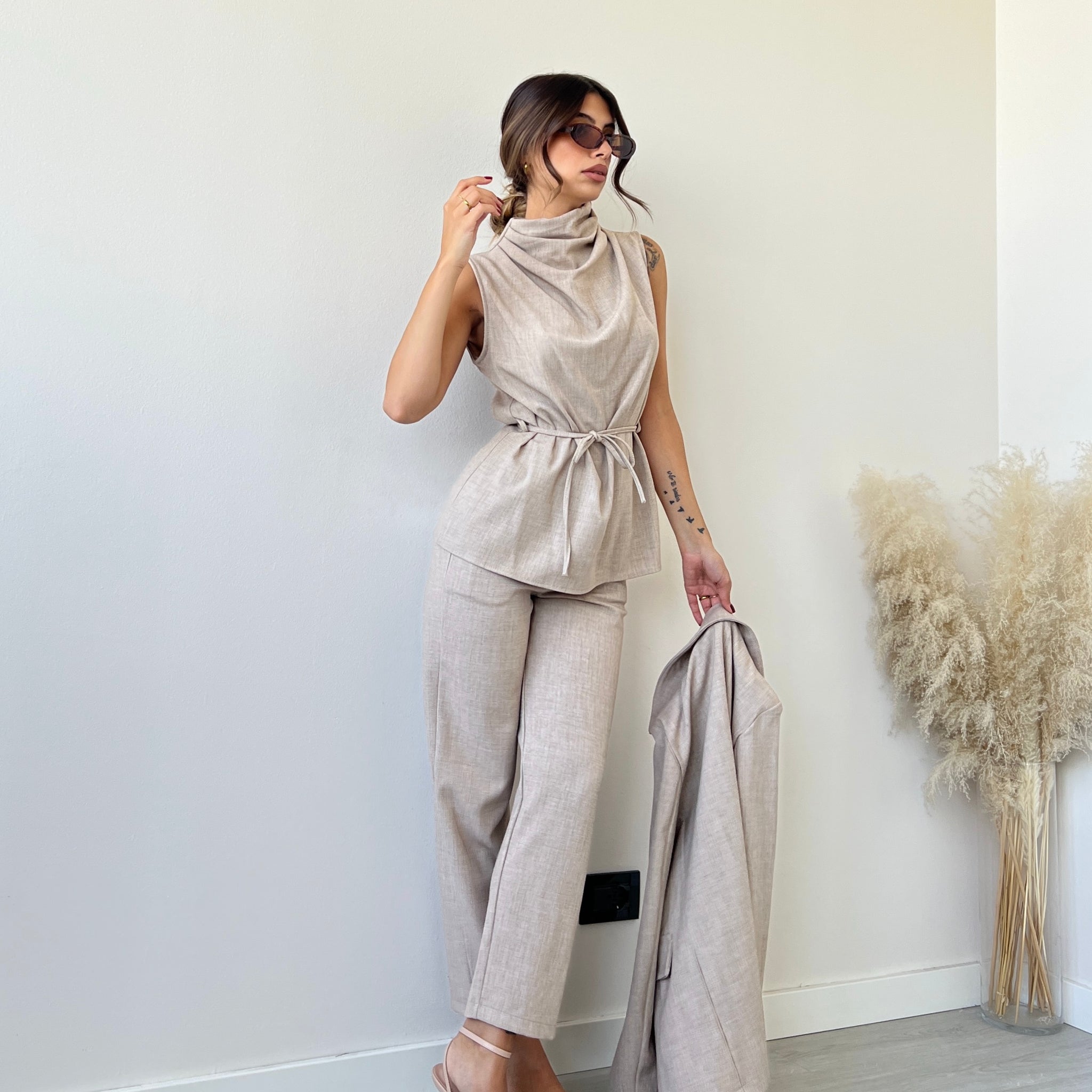 Set New York gilet + pantalone sabbia