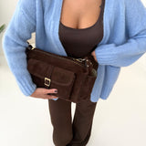 Borsa in vera pelle scamosciata brown