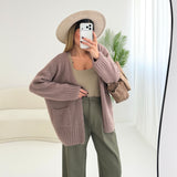 Cardigan Sweet in misto lana fango