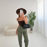 Pantalone in cotone con cintura 82622350 verdone