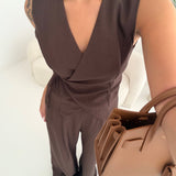Set gilet + pantalone palazzo brown