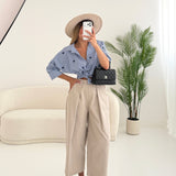 Pantalone corto gamba over beige