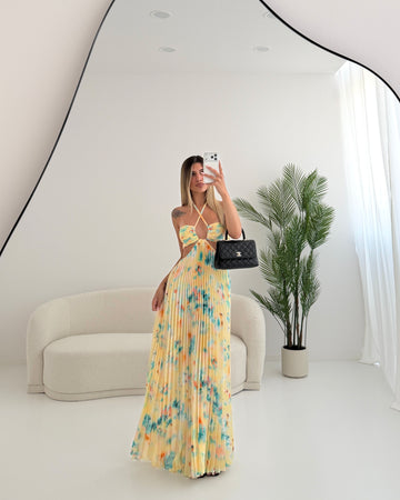 Abito Mykonos a fiori giallo