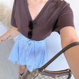 T-shirt in cotone scollo a V brown