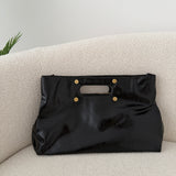 Maxi clutch in simil pelle con manico a calamita black