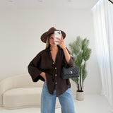 Camicia 100% lino brown
