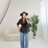 Giacca 100% lino brown