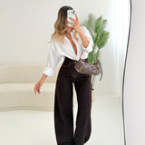 Jeans baggy brown a vita alta