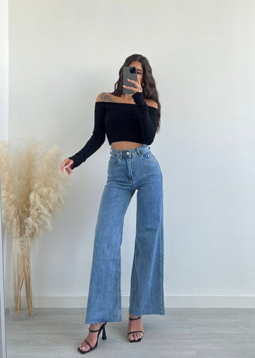 Jeans Monique a palazzo blu