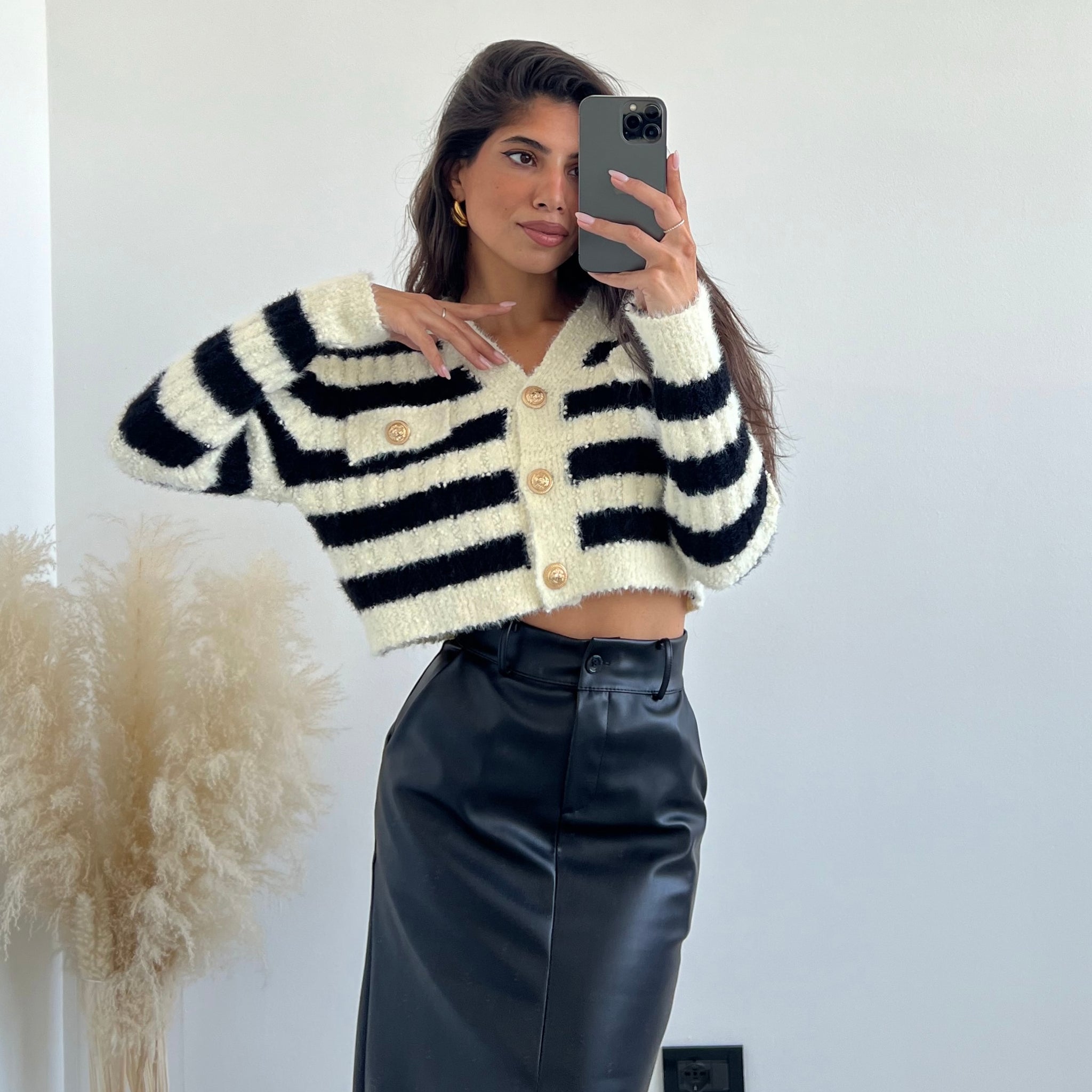 Pullover Charlotte bianco a righe nere