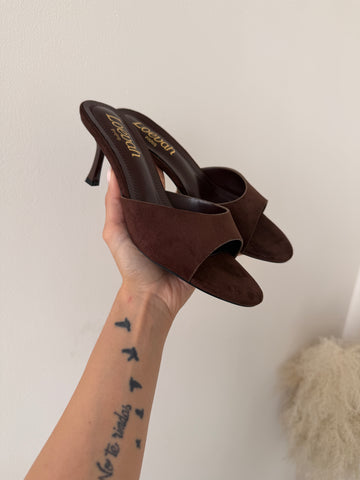 Sandali con tacco scamosciati brown 1562