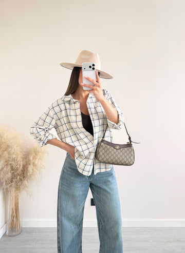 Camicia a quadri 2368 crema