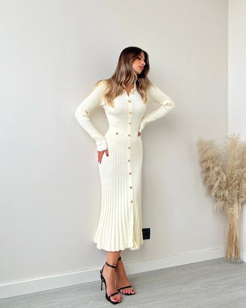 Abito in maglia strutturata crema