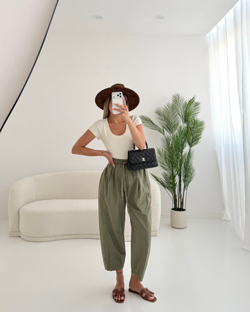 Pantalone Balloon in cotone con elastico verdone