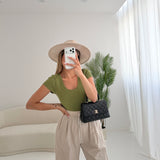 Maglia in cotone con scollo rotondo pistacchio