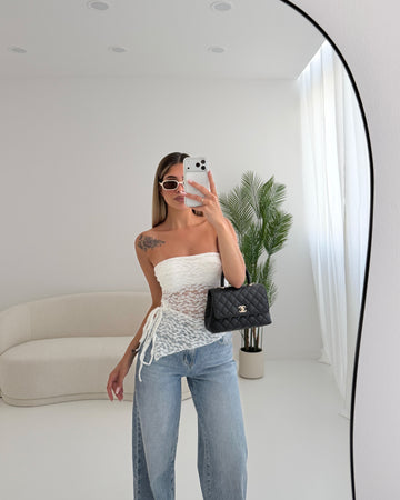 Fascia in pizzo cut out laterale bianca