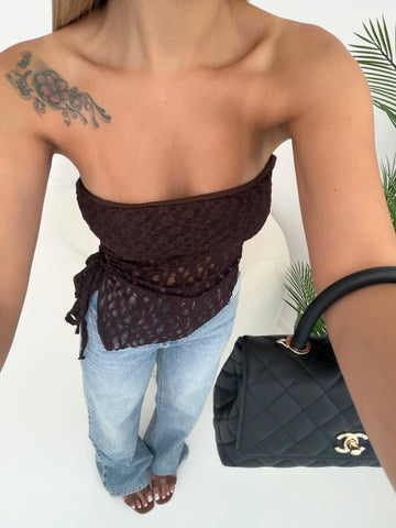 Fascia in pizzo cut out laterale brown