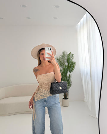 Fascia in pizzo cut out laterale beige