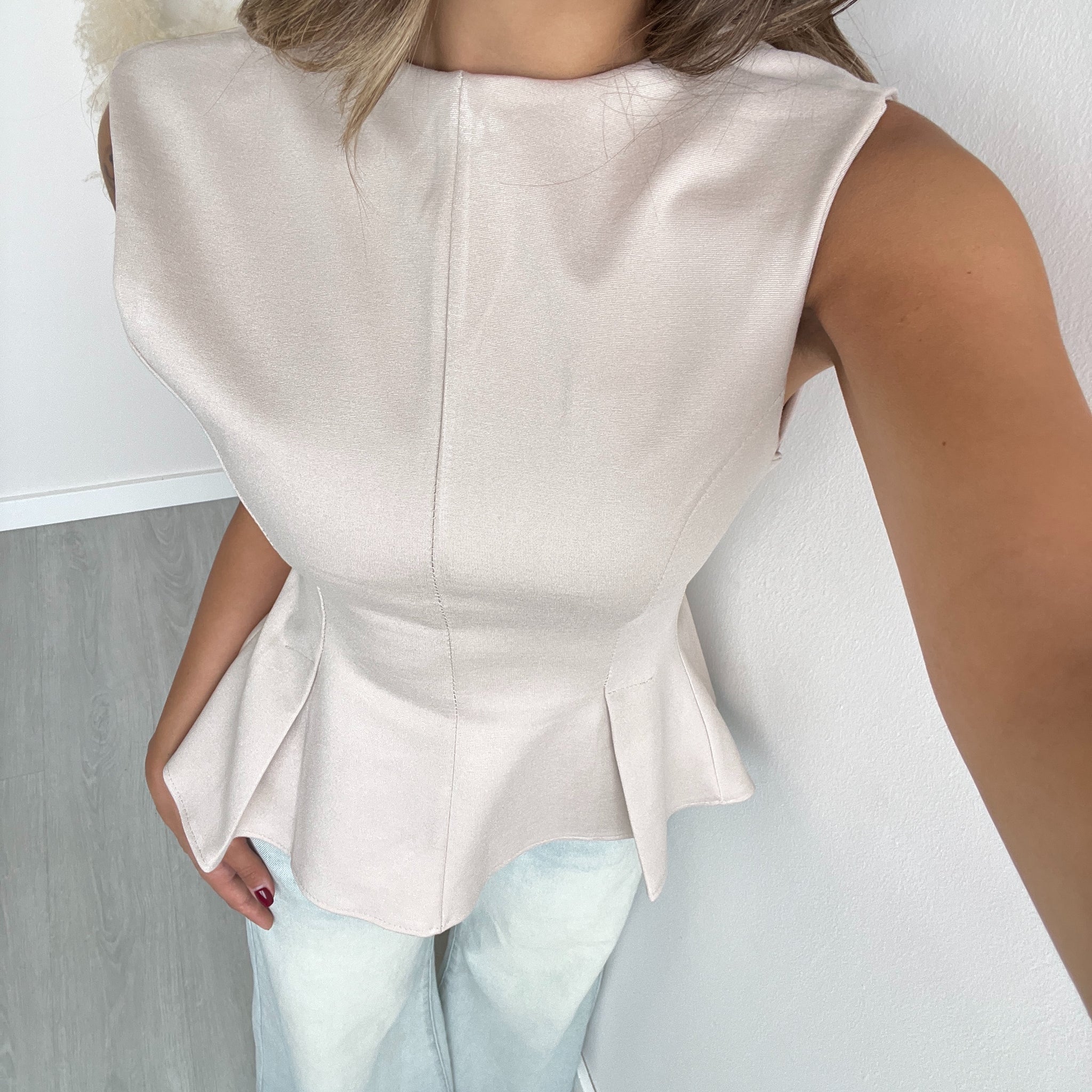Top corsetto beige