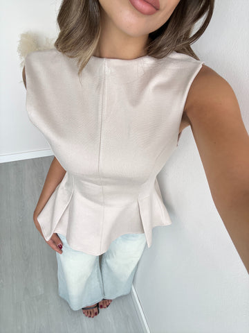 Top corsetto beige