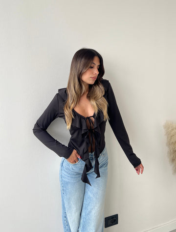Blusa in modal con laccetti nera