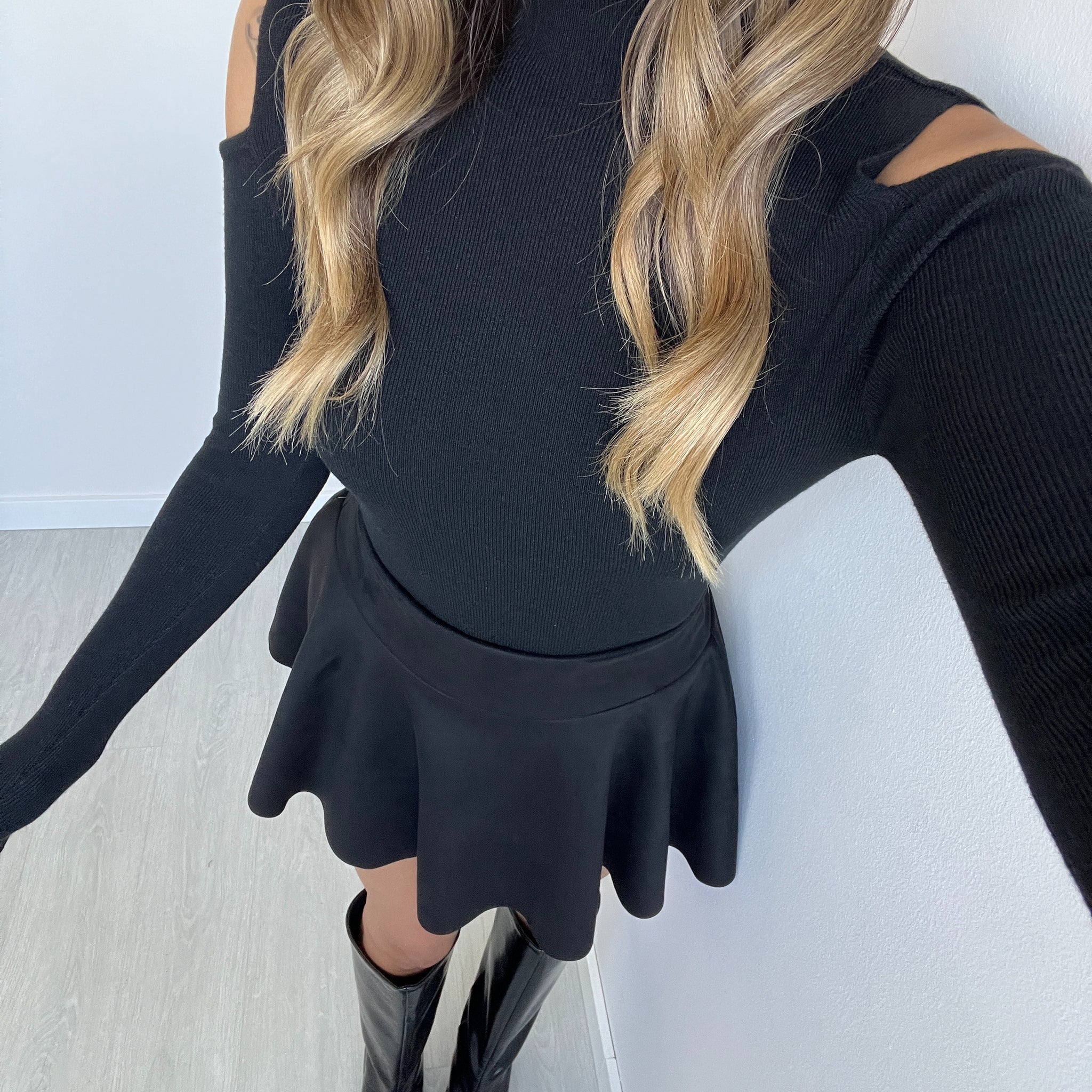 Gonna pantalone in velluto nera